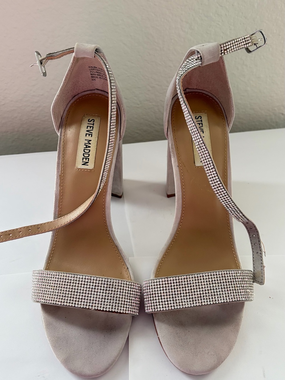 Steve Madden Blush Crystal-Strap Block Heel Sandals, Heel 4,5in